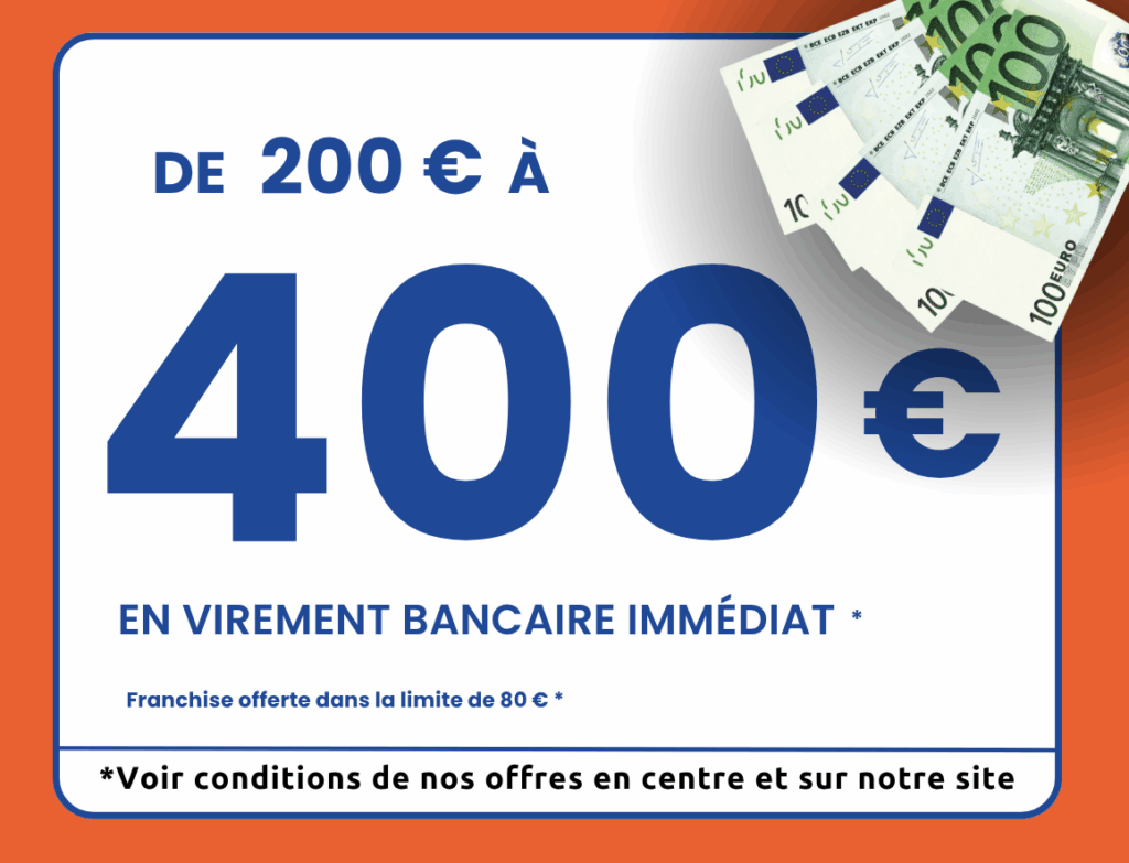 de 200€ à 400€ en virement bancaire immédiat offerte